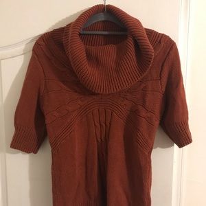 Short sleeved cowl neck sweater